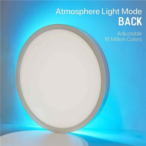 Smart Led Ceiling Light Flush Mount, 12 Inch 24W Ceiling Light Fixture Dimmable - Picture 5 of 5